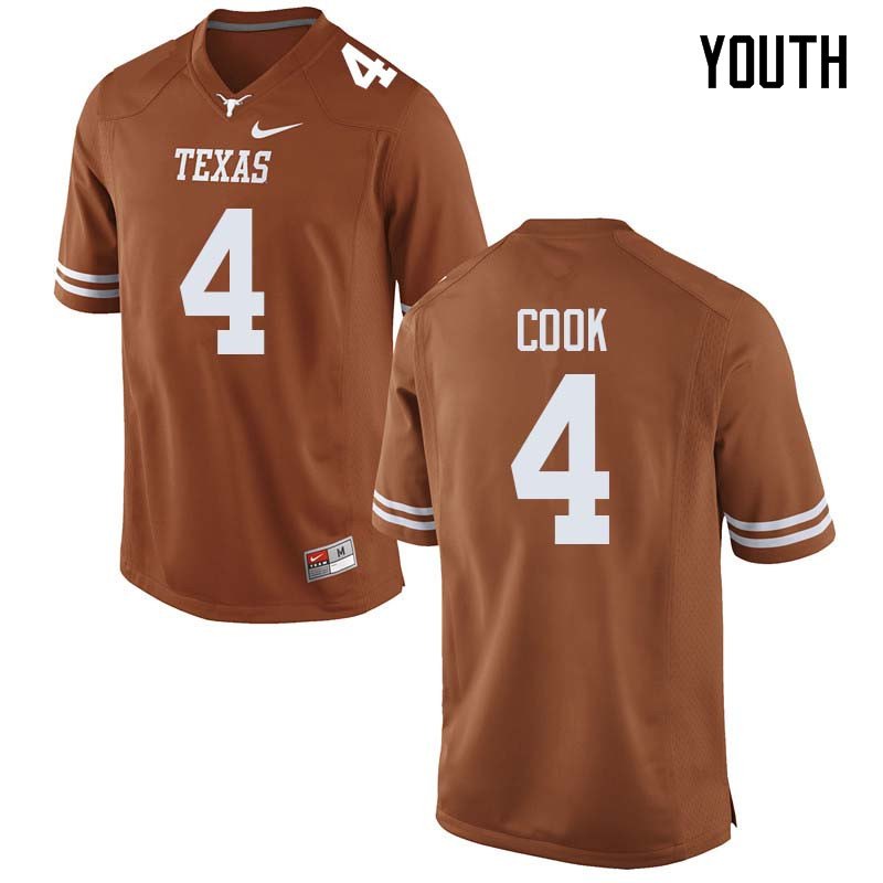 Youth #4 Anthony Cook Texas Longhorns College Football Jerseys Sale-Orange